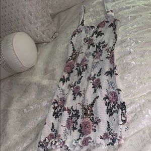 Floral white skin tight dress
